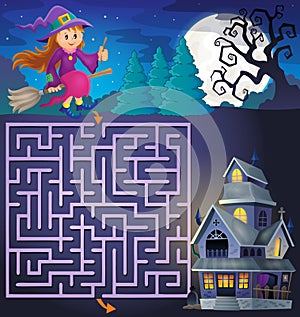 Maze 3 with cute witch and haunted house