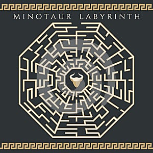 Maze enigma with minotaur icon