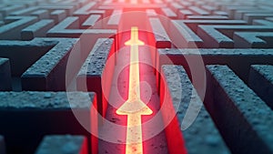 Maze with Exit Arrow Isolated on White