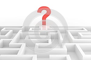 The maze with find solution concepts. 3D rendering