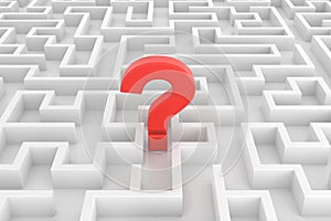 The maze with find solution concepts. 3D rendering