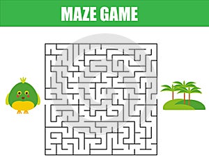 Maze game: animals theme. Kids activity sheet
