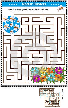 Maze game with bees and flowers