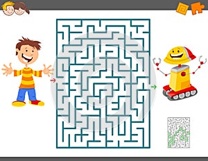 Maze game with cartoon boy and toy robot