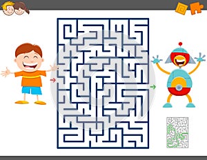 Maze game with cartoon boy and toy robot