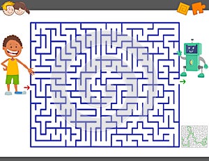 Maze game with cartoon boy and toy robot