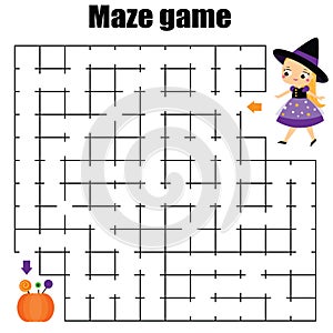 Maze game for children. Halloween theme kids activity sheet