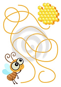 Maze game for children. Help a bee to find a correct way