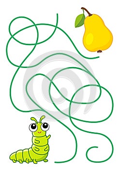 Maze game for children. Help a caterpillar to find a correct way