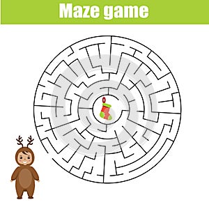 Maze game for children. Help kid find gift box