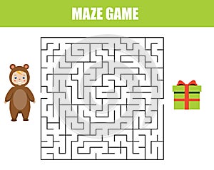 Maze game for children. Help kid find gift box