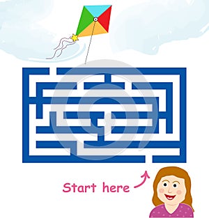 Maze game: girl & flying kite