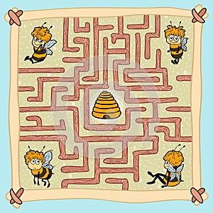 Maze game: Help one of the bees find their way home