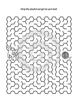 Maze game: Help the playful cat get to the yarn ball.