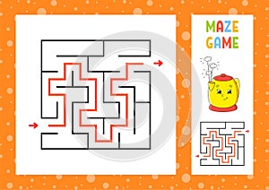 Maze. Game for kids. Funny labyrinth. Education developing worksheet. Activity page. Puzzle for children. Cute cartoon style.