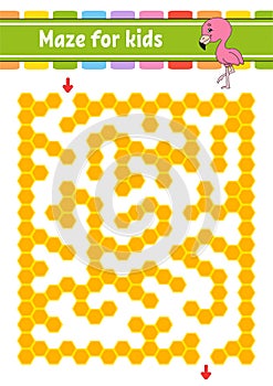 Maze. Game for kids. Funny labyrinth. Education developing worksheet. Activity page. Puzzle for children. Cute cartoon style.