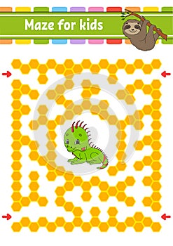Maze. Game for kids. Funny labyrinth. Education developing worksheet. Activity page. Puzzle for children. Cute cartoon style. photo