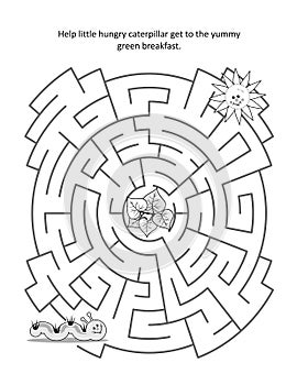 Maze game for kids with little hungry caterpillar