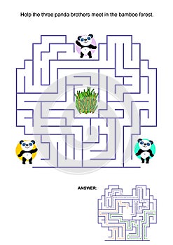 Maze game for kids - panda bears