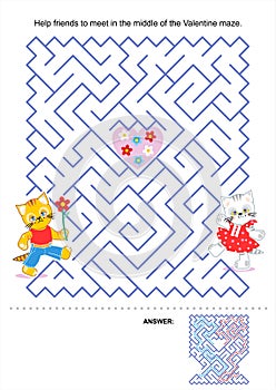 Maze game for kids - Valentine kittens photo