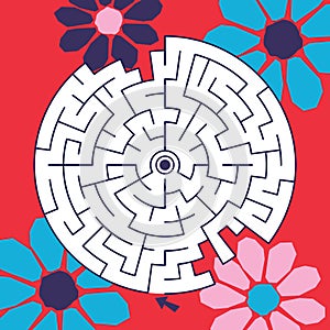 Maze game Labyrinth Florals vector illustration. Colorful puzzle for kids photo