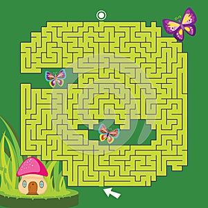 Maze game Labyrinth Garden vector illustration. Colorful puzzle for kids