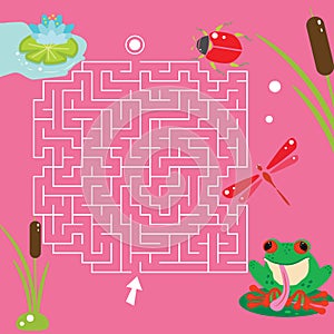 Maze game Labyrinth Pond vector illustration. Colorful puzzle for kids