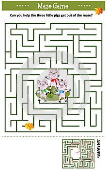 Maze game with three little pigs
