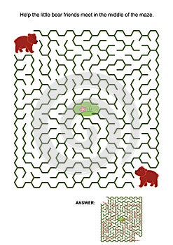 Maze game with two little brown bears