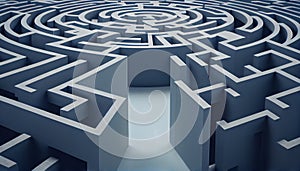 Maze graphics, labyrinth in perspective, Logic challenge. AI generative content
