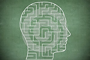 Maze in head on chalkboard