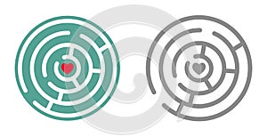 Maze heart goal icon