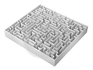 Maze isolated on white background, 3d rendering illustration