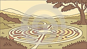 Maze labyrinth design, puzzle, challenge, and problem,solving concept vector design Generative AI