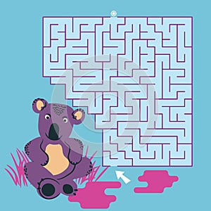 Maze labyrinth game koala vector illustration. Square format puzzle for kids