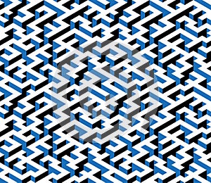 Maze, labyrinth - isometric endless pattern. Vector.