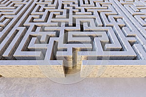 Maze or labyrinth. Strategy and decision making concept. 3D rendered illustration.