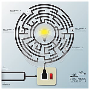 Maze Light Bulb Electric Wire Line Business Infographic