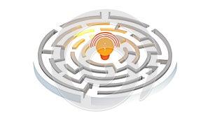 Maze with Light Bulb, Problem Solving and Ideas, vector design Generative AI
