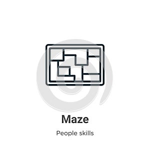 Maze outline vector icon. Thin line black maze icon, flat vector simple element illustration from editable people skills concept