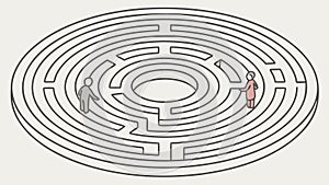 Maze with People. Problem Solving, Challenge, Puzzle, vector design Generative AI