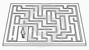 Maze with Person, Problem Solving and Challenge. vector design Generative AI