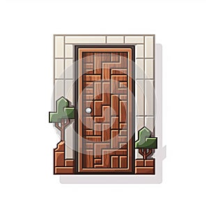 Maze Pixel Character Home Door - Realistic Landscapes With Soft Edges