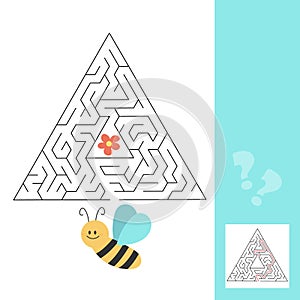 Maze puzzle for children. Help bee find flower. Kids activity sheet.