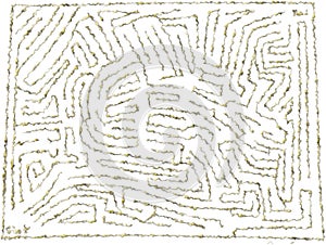 Maze puzzle design 20, Gold paste style, hand drawn photo