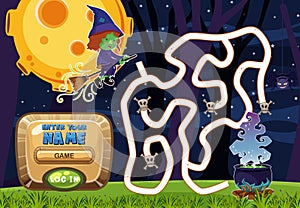 Maze puzzle game activity for children in fantasy theme