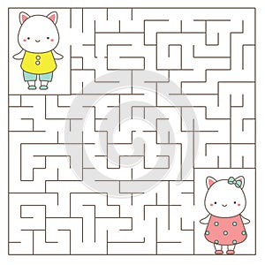 Maze puzzle. Help animals meet each other. Activity for toddlers. educational children game