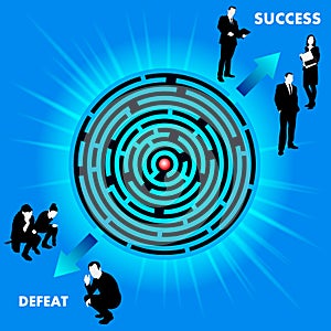 Maze with route to success or defeat