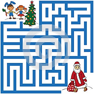 Maze of Santa Claus and Christmas tree