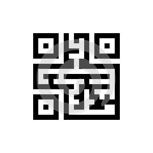 Maze shaped qr code icon isolated on background.